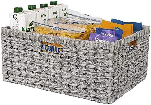 GRANNY SAYS Wicker Storage Baskets, Woven Baskets For Shelves, Waterproof Bathroom Baskets For Organizing, Wicker Baskets With Handles, Nature, 2-Pack 15 GRANNY SAYS Wicker Storage Baskets, Woven Baskets For Shelves, Waterproof Bathroom Baskets For Organizing, Wicker Baskets With Handles, Nature, 2-Pack - Image 13