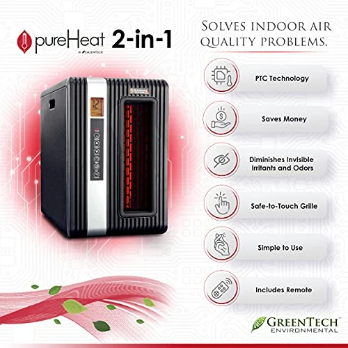 GreenTech Environmental PureHeat 2-in-1 Space Heater & Air Purifier - Air Cleaner For Home, Office Desk, Bedroom, Bathroom More - Safe Heating And Simple To Use - Includes Remote 5 GreenTech Environmental PureHeat 2-in-1 Space Heater & Air Purifier - Air Cleaner For Home, Office Desk, Bedroom, Bathroom More - Safe Heating And Simple To Use - Includes Remote - Image 3