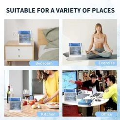 Portable Air Conditioner, 4 In 1 Portable AC, 3 Speeds Portable Room Air Conditioner,With Misting Function, Continuous Humidification, With USB Charging Cable（300ml） -Household Cleaning Supply Store 51B7X2mUC4L