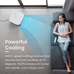 Pro Breeze Evaporative Air Cooler For Room Cooling Fan - 3-in-1 Air Cooler Portable With 6 QTS Tank, 70° Oscillation & 7hr Timer - Portable Swamp Cooler With Remote Control -Household Cleaning Supply Store 51BYlwBQvrS