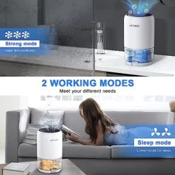 Dehumidifiers For Home Up To 280 Sq.ft With Auto-off, Two Working Mode, 7 Colorful LED Light, LETCREN 35oz Quiet And Portable Dehumidifiers For Bathroom, Bedroom, Basement, Kitchen, RV, Closet -Household Cleaning Supply Store 51BnAHKlSOL