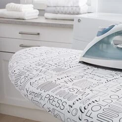 Simplify Ironing Board Cover & Pad | Scorch Resistant | Cotton | Thick Padding | Stretch Elastic Fit | Hook And Loop Fasteners | White -Household Cleaning Supply Store 51CNRcfwpsS