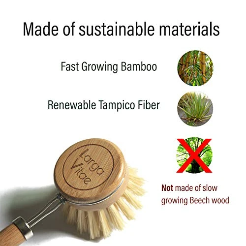 Larga Vitae 6 Pcs Wooden Dish Brush Replacement Heads Made Of Renewable Bamboo Wood And Natural Bristle Fiber, Durable, Long Lasting (Tampico Fiber) 3 Larga Vitae 6 Pcs Wooden Dish Brush Replacement Heads Made Of Renewable Bamboo Wood And Natural Bristle Fiber, Durable, Long Lasting (Tampico Fiber) - Image 2