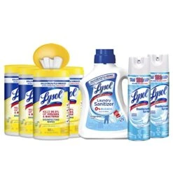 Lysol Disinfecting Wipes, Lemon And Lime Blossom 80ct (Pack Of 4) + Lysol Laundry Sanitizer, Laundry Detergent Additive, Crisp Linen 90oz + Lysol Disinfecting Spray, Crisp Linen 19oz (Pack Of 2)