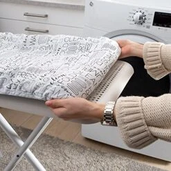 Simplify Ironing Board Cover & Pad | Scorch Resistant | Cotton | Thick Padding | Stretch Elastic Fit | Hook And Loop Fasteners | White -Household Cleaning Supply Store 51F0lodKGIS