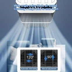 BeiLiHe Portable Evaporative Air Cooler, 3 Speeds Cooling Fan With 4 Ice Box, 120°Oscillation Swamp Cooler With 4 Universal Wheel, 40L Water Tank, Mechanical & Remote Control (Color : Mechanical) -Household Cleaning Supply Store 51F9SoTsKzL