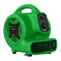 XPOWER P-230AT Mini Mighty 1/4 HP 925 CFM Centrifugal Air Mover, Carpet Dryer, Floor Fan, Blower, Stackable, Daisy Chain, For Water Damage Restoration, Janitorial, Plumbing, Home Use, Green