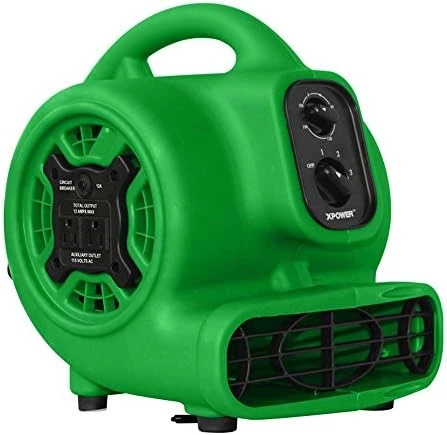 XPOWER P-230AT Mini Mighty 1/4 HP 925 CFM Centrifugal Air Mover, Carpet Dryer, Floor Fan, Blower, Stackable, Daisy Chain, For Water Damage Restoration, Janitorial, Plumbing, Home Use, Green 9 XPOWER P-230AT Mini Mighty 1/4 HP 925 CFM Centrifugal Air Mover, Carpet Dryer, Floor Fan, Blower, Stackable, Daisy Chain, For Water Damage Restoration, Janitorial, Plumbing, Home Use, Green - Image 7