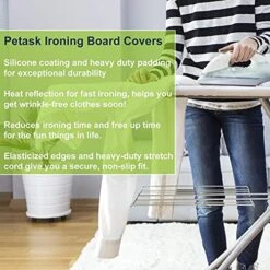 Petask Ironing Board Cover And Pad, Silicone Coated Resists Scorching And Staining Ironing Board Pads With Elastic Edges, 15"x54" Gray (Grey, Polyester & Polyester Blend)