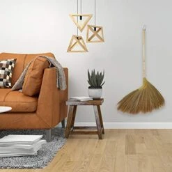SN SKENNOVA - 1 Piece Of Asian Broom Whisk Broom Thai Natural Grass Broom Solid Wood Handle Rattan Hand Grip (Kong Grass, 39 Inch) -Household Cleaning Supply Store 51GmNsTJHAL