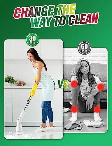 Electric Spin Scrubber, 520RPM Cordless Cleaning Brush With 6 Replaceable Brush Heads & Adjustable Extension Long Handle Power Shower Scrubber For Cleaning Bathroom Tub Grout Floor Wall Sink Tile 6 Electric Spin Scrubber, 520RPM Cordless Cleaning Brush With 6 Replaceable Brush Heads & Adjustable Extension Long Handle Power Shower Scrubber For Cleaning Bathroom Tub Grout Floor Wall Sink Tile - Image 4
