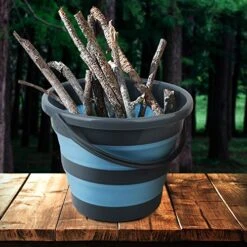 2 Pack Collapsible Plastic Bucket With 2.6 Gallon (10L) Each, Foldable Round Tub For House Cleaning, Space Saving Outdoor Waterpot For Garden Or Camping, Portable Fishing Water Pail (Blue & Orange) -Household Cleaning Supply Store 51Hh4GLA0PL