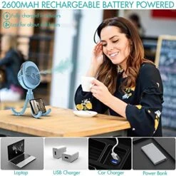 Misting Baby Stroller Fan, Personal Handheld Fan With 3 Strong Speeds, Clip On Fan With Flexible Tripod, 270° & 360° Pivoting, Battery Operated Spray Fan For Golf Cart Treadmill Camping Office, Blue -Household Cleaning Supply Store 51IfX7M0S4L