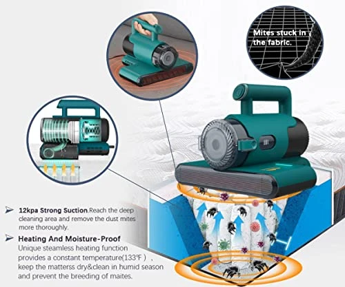 Boreas Handheld Allergen Vacuum Cleaner With UV Sanitizing And Heating For Allergies And Pet, Kills Mite, Virus, Molds, True HEPA And Powerful Suction Removes Hair/Dander/Pollen/Dust (Green) 4 Boreas Handheld Allergen Vacuum Cleaner With UV Sanitizing And Heating For Allergies And Pet, Kills Mite, Virus, Molds, True HEPA And Powerful Suction Removes Hair/Dander/Pollen/Dust (Green) - Image 2