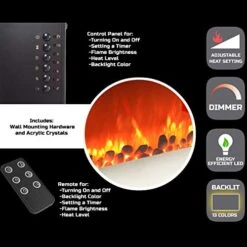 31-Inch Electric Fireplace - Front Vent, Wall Mounted, 13 Backlight Colors, Adjustable Heat And Remote Control By Lavish Home (Silver) -Household Cleaning Supply Store 51JW5AOZ2gL