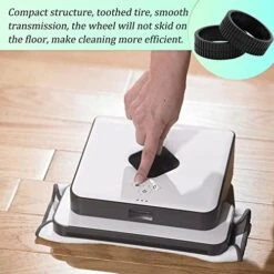 Garbage Fighter Braava Tires Replacement for 380T/320/321/375T/390T/Mint Plus 5200/4200, Easy Installation, Anti-Slip, Great Adhesion, Wheel Rubber Treads For All Kinds Of Hardwood Floor(Black 4 Pack) -Household Cleaning Supply Store 51JdlI8C0uL