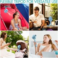 Misting Baby Stroller Fan, Personal Handheld Fan With 3 Strong Speeds, Clip On Fan With Flexible Tripod, 270° & 360° Pivoting, Battery Operated Spray Fan For Golf Cart Treadmill Camping Office, Blue -Household Cleaning Supply Store 51JsSzhy8XL