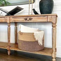 TIMEYARD Extra Large Woven Basket, 21.7'' X 13.8'' Wicker Blanket Basket Living Room Dog Toy Bin, Laundry Basket For Dirty Clothes, Shoe Basket For Entryway, 90L Black & Jute -Household Cleaning Supply Store 51K0PwPUYQL