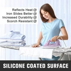 Ironing Board Cover And Pad, Standard Size 15" X 54" Iron Board Replacement Cover, 4 Layers Extra Thick Iron Board Cover Resist Scorching And Staining With Elastic Edge And 2 Fastener Straps -Household Cleaning Supply Store 51K11RTcj1L