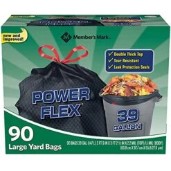 Member's Mark 39 Gallon Power Flex Drawstring, 90 Count(Pack Of 1)