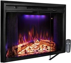 Benrocks 36'' Electric Fireplace Inserts, Recessed & Built In Wall Electric Fireplace Heater With Fire Crackling Sound, Adjustable Top Light & Flame Speed, Overheating Protection, 750/1500W Black -Household Cleaning Supply Store 51L0K8qOsPL. AC