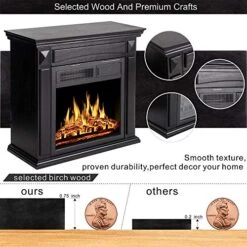 JAMFLY Electric Fireplace Mantel Package Wood Surround Firebox Freestanding Corner Fireplace Infrared Quartz Heater Adjustable Led Flame, W/Logs, Remote Control, 750W-1500W, Black -Household Cleaning Supply Store 51MO4zfDRPL