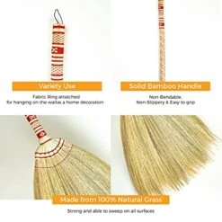 SN SKENNOVA Asian Broom For Cleaning Floor/Handheld Household Broom For Outdoor And Indoor : House Broom - Hardwood Sweeper With Brush Power And Circle Cleaning (Thai Pattern 3, Red) -Household Cleaning Supply Store 51MmptdExnS