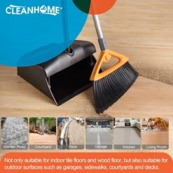 CLEANHOME Outdoor Brooms For Sweeping Patio, Commercial Grade Heavy Duty Broom With 2 Broom Head For Sweeping Garage,Deck,Kitchen,Straw, Outside Broom For Cleaning Pet Hair,Weeds,Leaves，Grey -Household Cleaning Supply Store 51NRJKqnt2L
