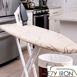 Ezy Iron Ironing Board Cover And Pad - Cuts Ironing Time In Half 15x54 Inch, Thick Padding, Fits Small, Standard Full Size Extra Wide Large 18x49 Inches - Premium Heavy Duty Padded Iron Covers (Beige) -Household Cleaning Supply Store 51NdmBUa9nL
