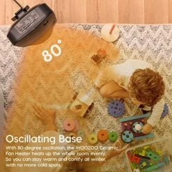 IRIS USA WOOZOO 1500-Watt Oscillating Portable Heater With Motion Sensor, Space Ceramic Fan For Desk, Fast Heating Indoor Room, Child Safe Personal Quiet Heater With Built-in Thermometer, Black -Household Cleaning Supply Store 51OfTVD7g2L