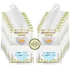 ZSPENG 16 Pack Moisture Absorber Hanging Bags,220g/Pack Fagrance Free Moisture Bag,Hanging Closet Dehumidifier Bags For Basement Closet Storeroom