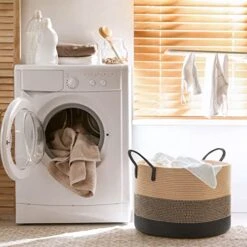 INDRESSME XXXLarge Woven Rope Basket 21" X 14" Blanket Storage Basket With Long Handles Decorative Clothes Hamper Basket Extra Large Baskets For Blankets Pillows 21 INDRESSME XXXLarge Woven Rope Basket 21" X 14" Blanket Storage Basket With Long Handles Decorative Clothes Hamper Basket Extra Large Baskets For Blankets Pillows -Household Cleaning Supply Store 51Ov1DjoXvL