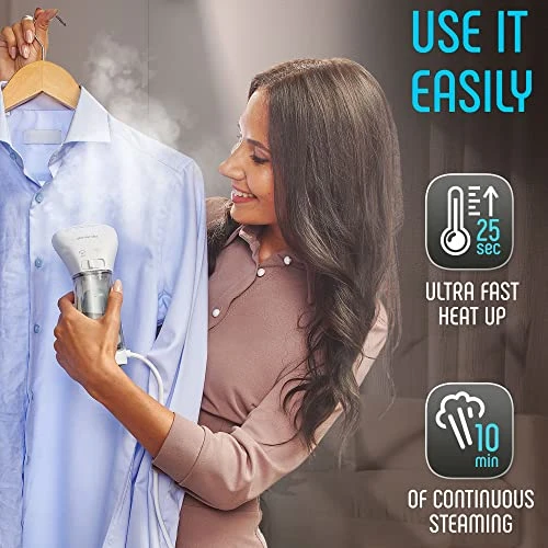 POLARDO Clothing Steamer, Travel Size, Vacation Essentials, HandHeld Portable Garment Steamer, Small Hand Held Steamer For Any Fabrics, Steamer For Clothes, US Travel Must Haves, 120V 5 POLARDO Clothing Steamer, Travel Size, Vacation Essentials, HandHeld Portable Garment Steamer, Small Hand Held Steamer For Any Fabrics, Steamer For Clothes, US Travel Must Haves, 120V - Image 3
