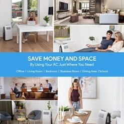 SereneLife SLPAC8 SLPAC 3-in-1 Portable Air Conditioner With Built-in Dehumidifier Function,Fan Mode, Remote Control, Complete Window Mount Exhaust Kit, 8,000 BTU, White -Household Cleaning Supply Store 51Phyjj4WeL