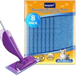 KEEPOW Reusable Wet Jet Pads Compatible With Swiffer Wet Jet Mop, Microfiber Mop Refill For Wet Mopping Cloths, Washable Replacement Refills For Hardwood Floor Cleaning, 5 Pack (Mop Is Not Included) -Household Cleaning Supply Store 51PhztLHyoL. AC