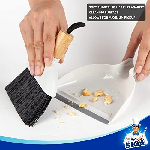 MR.SIGA Mini Dustpan And Brush Set, Portable Cleaning Brush And Dustpan Combo With Bamboo Handle, 1 Set 4 MR.SIGA Mini Dustpan And Brush Set, Portable Cleaning Brush And Dustpan Combo With Bamboo Handle, 1 Set - Image 2