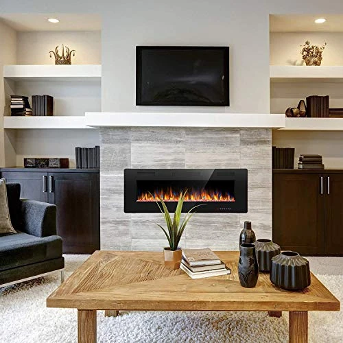 Joy Pebble 50 Inch Electric Fireplace Inserts, In-Wall Recessed And Wall Mounted 750/1500W Fireplace Heater, Touch Screen, Remote Control With Timer, Adjustable Flame Color And Speed 5 Joy Pebble 50 Inch Electric Fireplace Inserts, In-Wall Recessed And Wall Mounted 750/1500W Fireplace Heater, Touch Screen, Remote Control With Timer, Adjustable Flame Color And Speed - Image 3