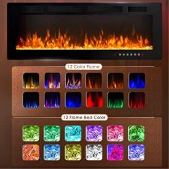 LEMBERI 50 Inch Electric Fireplace Recessed And Wall Mounted,750/1500W Fireplace Heater And Linear Fireplace With Touch Screen Control Panel, Timer,Remote Control,Adjustable Flame Color And Speed -Household Cleaning Supply Store 51RAczYWT2L