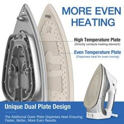 BEAUTURAL 1800-Watt Steam Iron With Digital LCD Screen, Double-Layer And Ceramic Coated Soleplate, 3-Way Auto-Off, 9 Preset Temperature And Steam Settings For Variable Fabric Gray -Household Cleaning Supply Store 51RfCFMXzqL