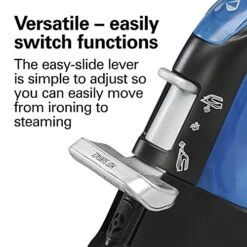 Hamilton Beach 2-in-1 Iron & Garment Steamer For Clothes With Continuous Steam Nozzle 5 Temperature Settings, Nonstick Soleplate, 1200 Watts, 8’ Cord, Blue/Black -Household Cleaning Supply Store 51SV6QEq1GS