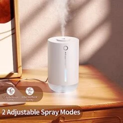 SmartDevil Portable Mini Humidifier, 500ml Small Desk Humidifier, USB Personal Desktop Humidifier For Plants Bedroom Travel Office Home, Auto Shut-Off, 2 Mist Modes, Super Quiet, White -Household Cleaning Supply Store 51Se93PXATL