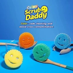 Scrub Daddy Sponge Set Color Variety Pack - Scratch-Free Multipurpose Dish Sponge - BPA Free & Made With Polymer Foam - Stain & Odor Resistant Kitchen Sponge (4 Count)