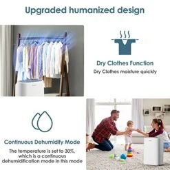 ANDTE 2500 Sq.Ft Dehumidifiers For Large Room And Home Basements, 31 Pints Dehumidifiers With Auto Or Manual Drainage, 0.528 Gallon Water Tank With Drain Hose, Auto Defrost, Dry Clothes Function, 24H Timer -Household Cleaning Supply Store 51TDZqNKPUL