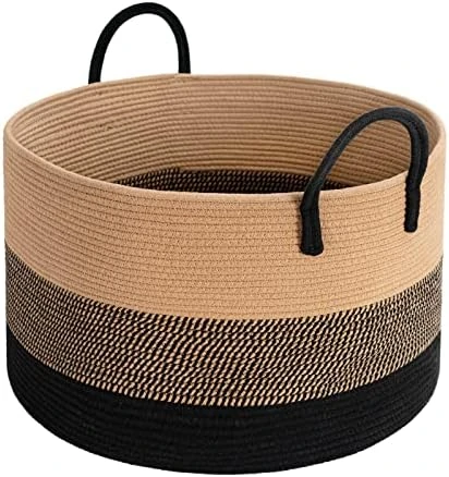 INDRESSME XXXLarge Woven Rope Basket 21" X 14" Blanket Storage Basket With Long Handles Decorative Clothes Hamper Basket Extra Large Baskets For Blankets Pillows 13 INDRESSME XXXLarge Woven Rope Basket 21" X 14" Blanket Storage Basket With Long Handles Decorative Clothes Hamper Basket Extra Large Baskets For Blankets Pillows - Image 11