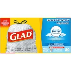 Glad Tall Kitchen Drawstring Trash Bags - OdorShield 13 Gallon Grey Trash Bag, Febreze Fresh Clean - 80 Count -Household Cleaning Supply Store 51Uck3nhqUL