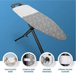 Bartnelli Ironing Board Cover And Pad, Made In Europe With New Patent Technology | 54x15 Iron Board Replacement Cover Featuring Park & Turbo Zone, Scorch Resistant 100% Cotton Thick Layered Top -Household Cleaning Supply Store 51V7wl2gBfL