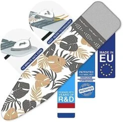 Bartnelli Ironing Board Cover And Pad, Made In Europe With New Patent Technology | 54x15 Iron Board Replacement Cover Featuring Park & Turbo Zone, Scorch Resistant 100% Cotton Thick Layered Top -Household Cleaning Supply Store 51VcGjpC6L. AC
