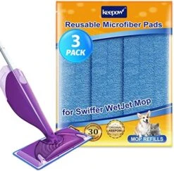 KEEPOW Reusable Wet Jet Pads Compatible With Swiffer Wet Jet Mop, Microfiber Mop Refill For Wet Mopping Cloths, Washable Replacement Refills For Hardwood Floor Cleaning, 5 Pack (Mop Is Not Included) -Household Cleaning Supply Store 51Vcj3rKeEL. AC