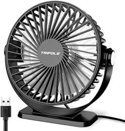 TriPole Small Desk Fan USB Powered Portable Fan Strong Airflow 3 Speeds Mini Fan 360°Rotation Personal Fan 5.1 Inch Table Fan For Home Office Bedroom Desktop, Yellow, 4.9ft Cable -Household Cleaning Supply Store 51VputV2BHL. AC