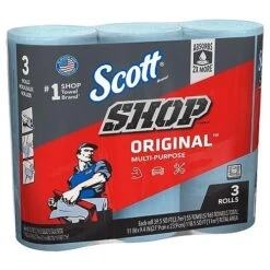 Scott Shop Towels Original (75143), Blue, 55 Towels/Standard Roll, 30 Rolls/Case (10 Bundles Of 3 Rolls), 1,650 Towels/Case